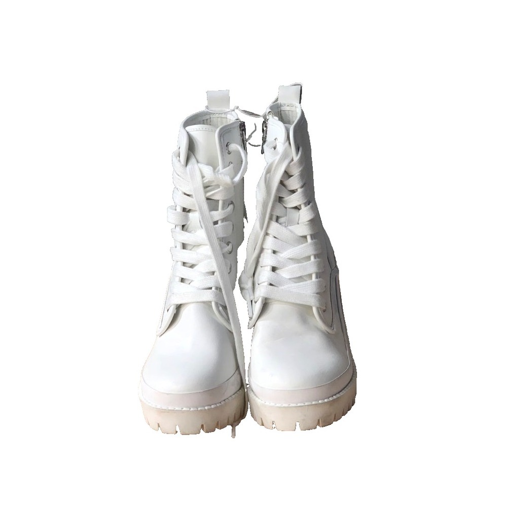 Steve Madden Women's Bloomed White BL000361 Leather Lace-Up Boots Size 7.5 - Picture 8 of 16